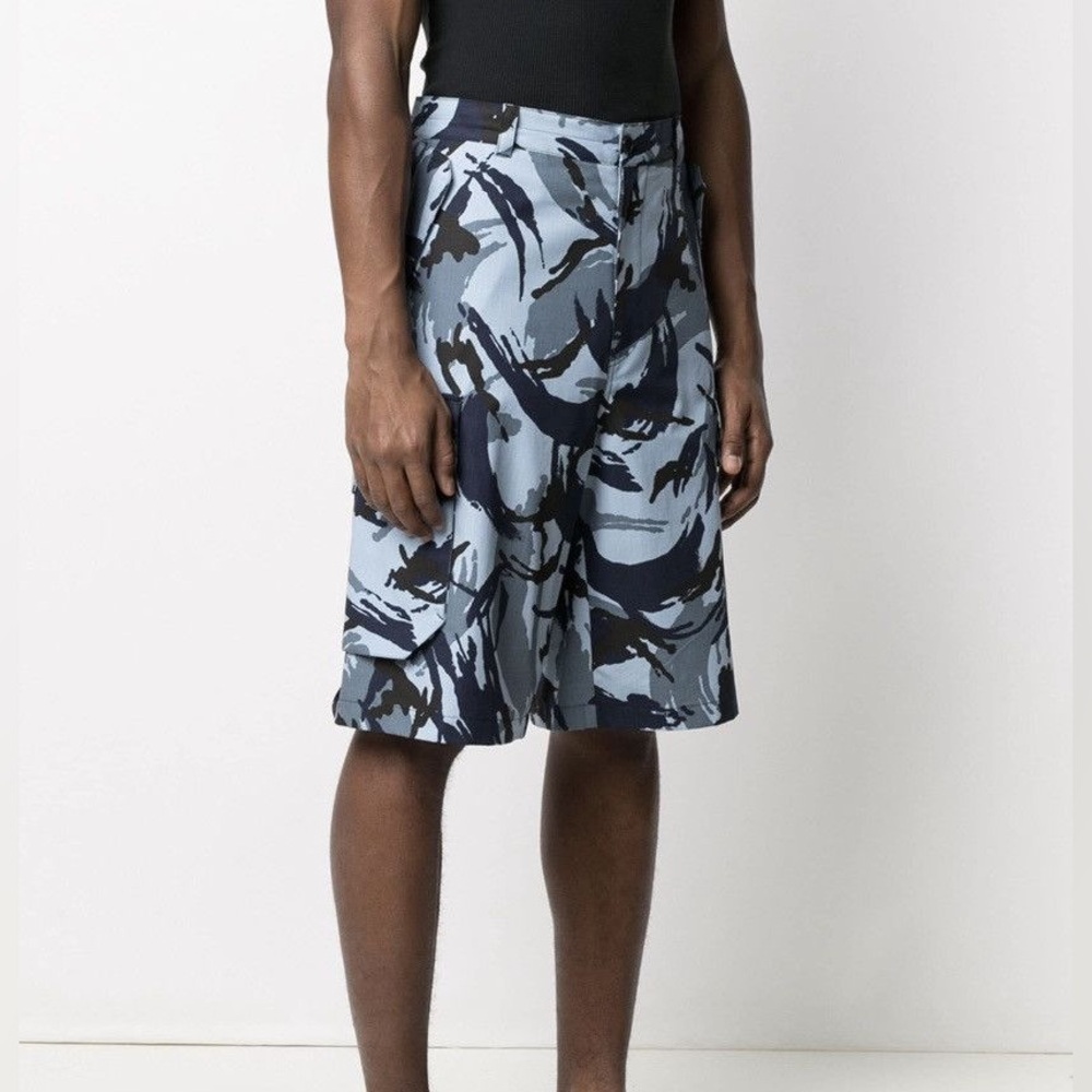Kenzo Blue and Navy Abstract Print Cargo Shorts